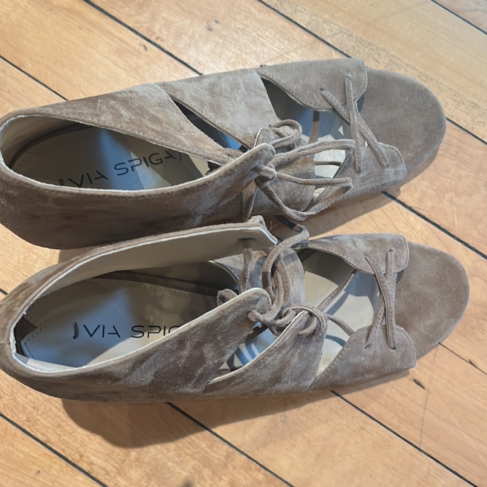 Via Spiga Suede Lace Up Heel